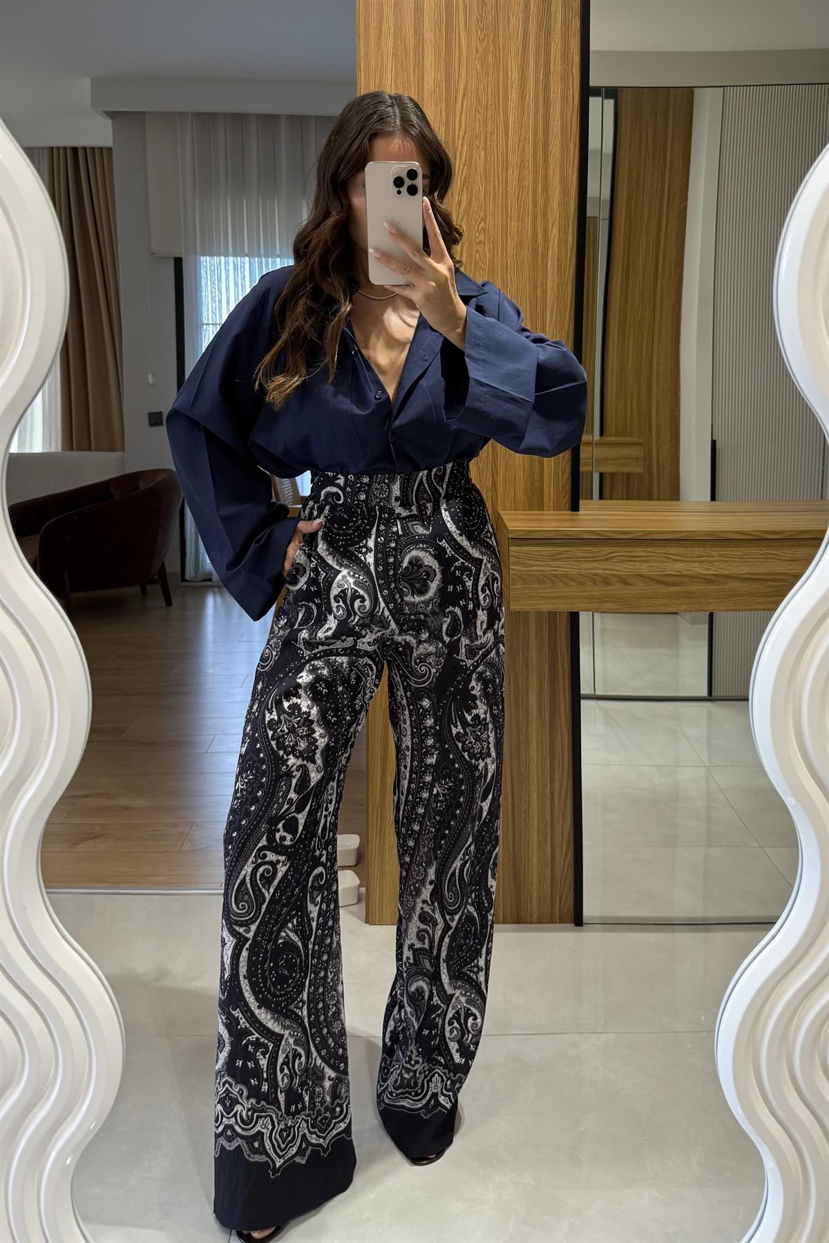 Trevana Lacivert İspanyol Kol Gömlek