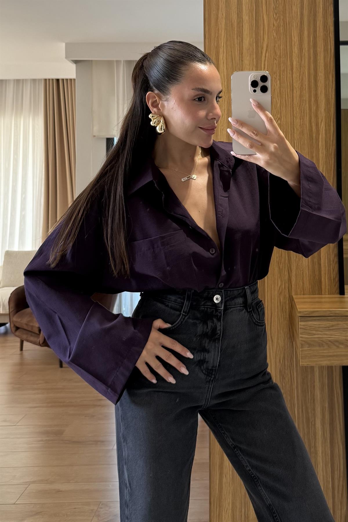 Trevana Mürdüm İspanyol Kol Gömlek