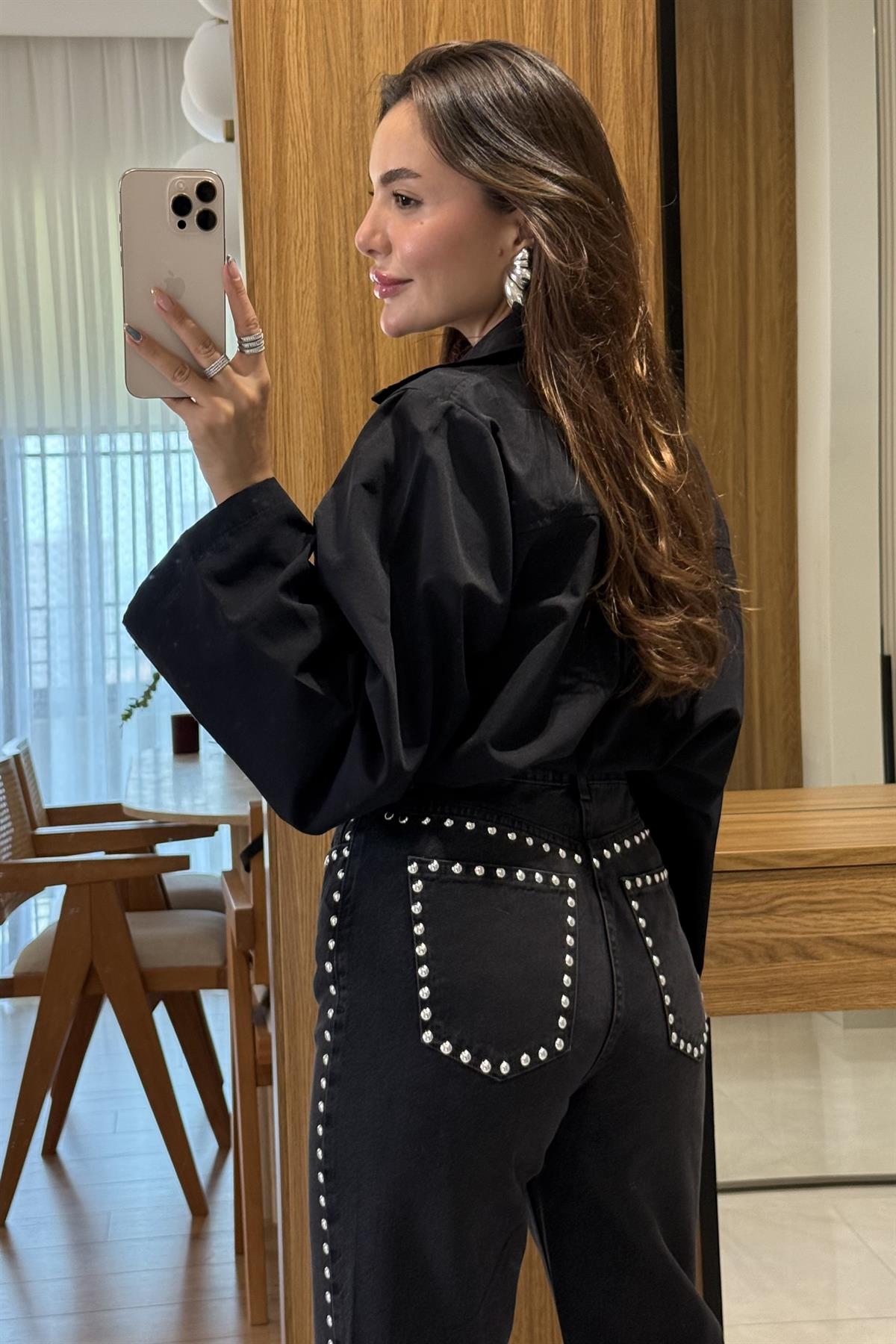 Trevana Siyah İspanyol Kol Gömlek