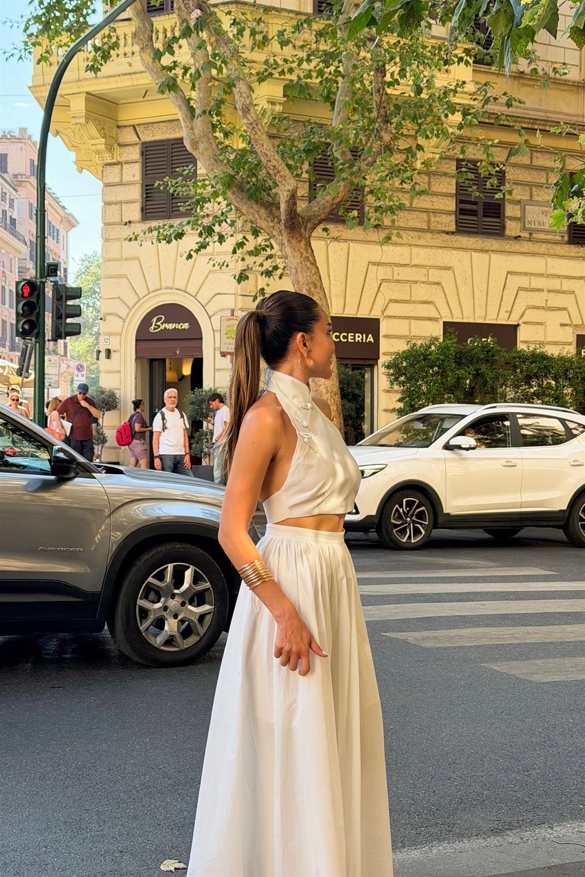Trevi Halter Yaka Sırt Dekolteli Etekli Takım
