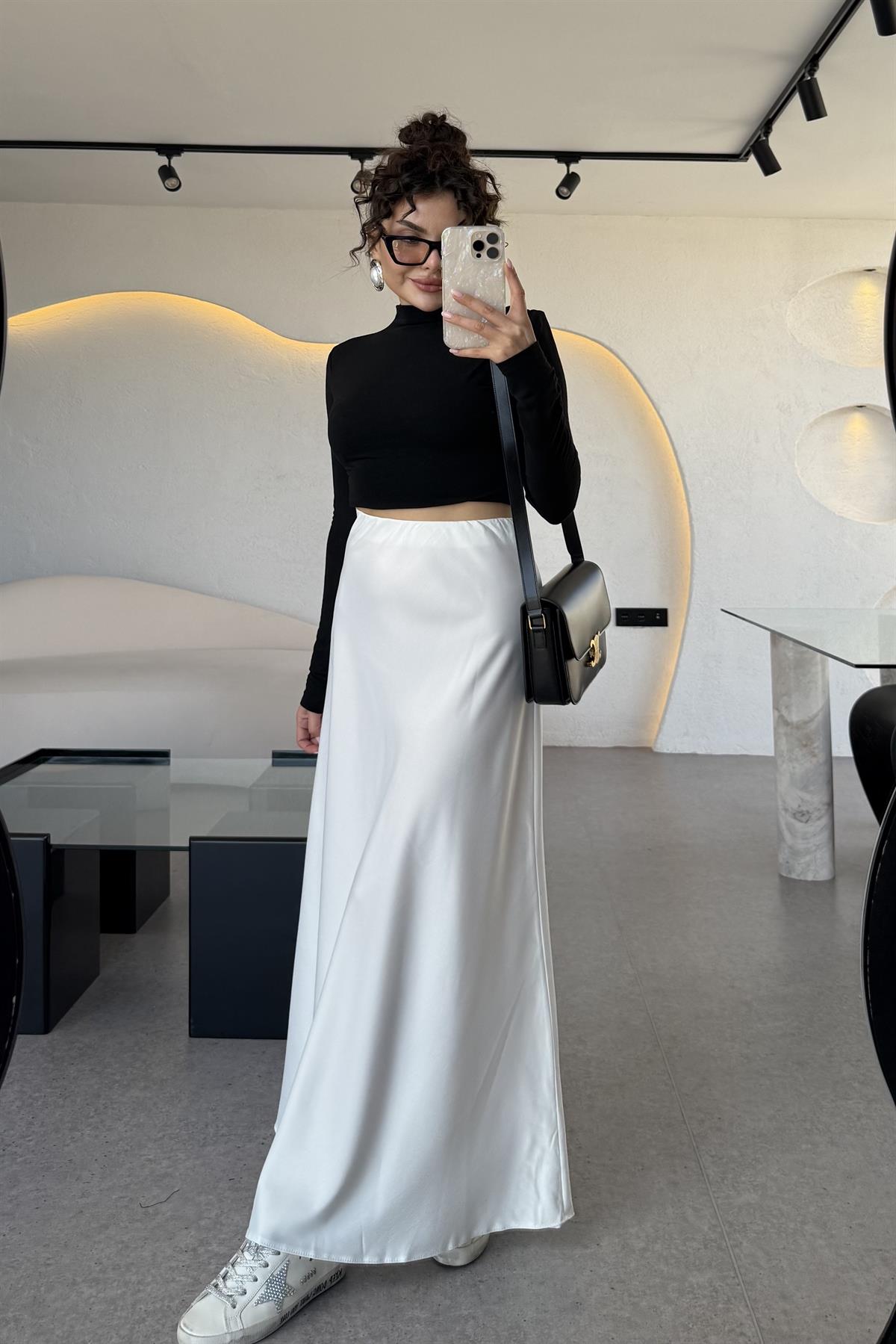 Trula Beyaz Saten Etek 