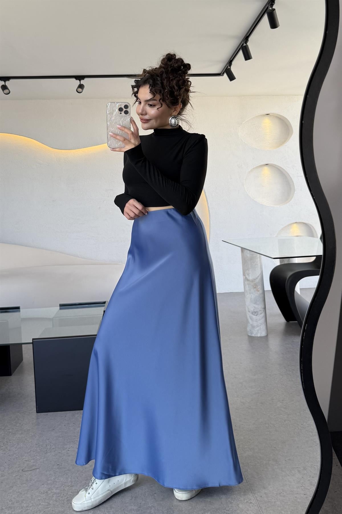 Trula Petrol Mavi Saten Etek 