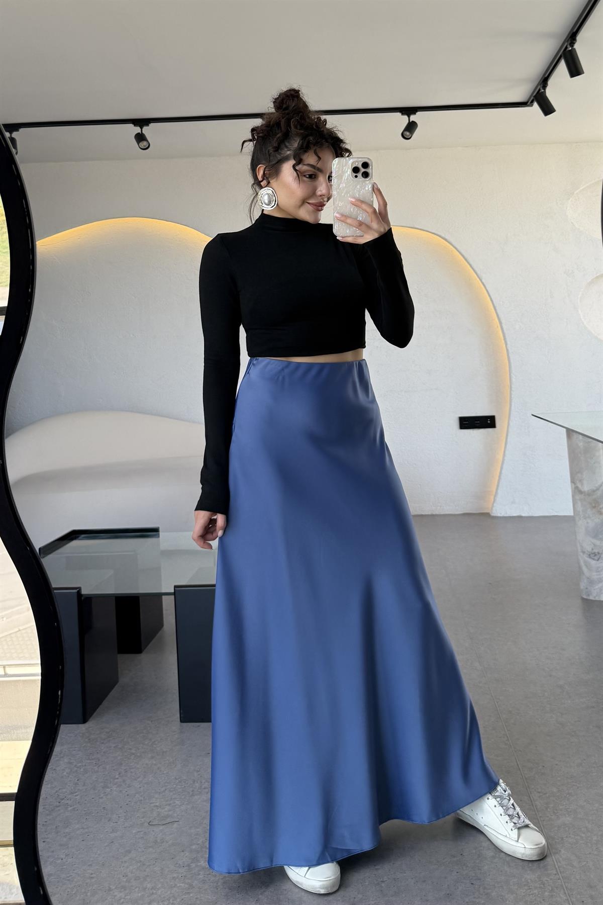 Trula Petrol Mavi Saten Etek 