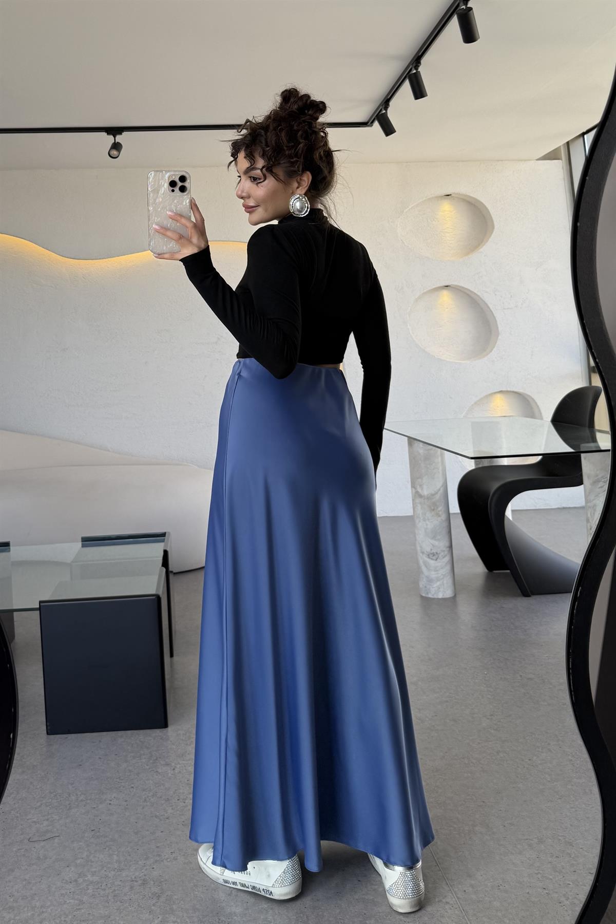 Trula Petrol Mavi Saten Etek 