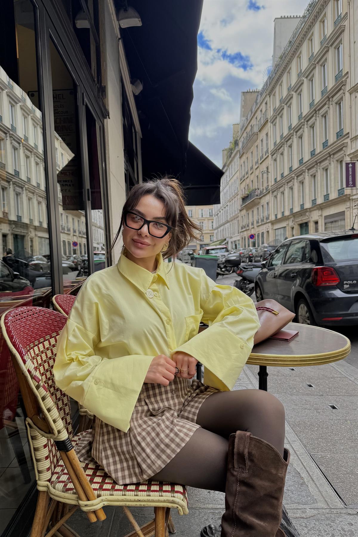 Tulip Sarı Kolları Manşet Detaylı Gömlek