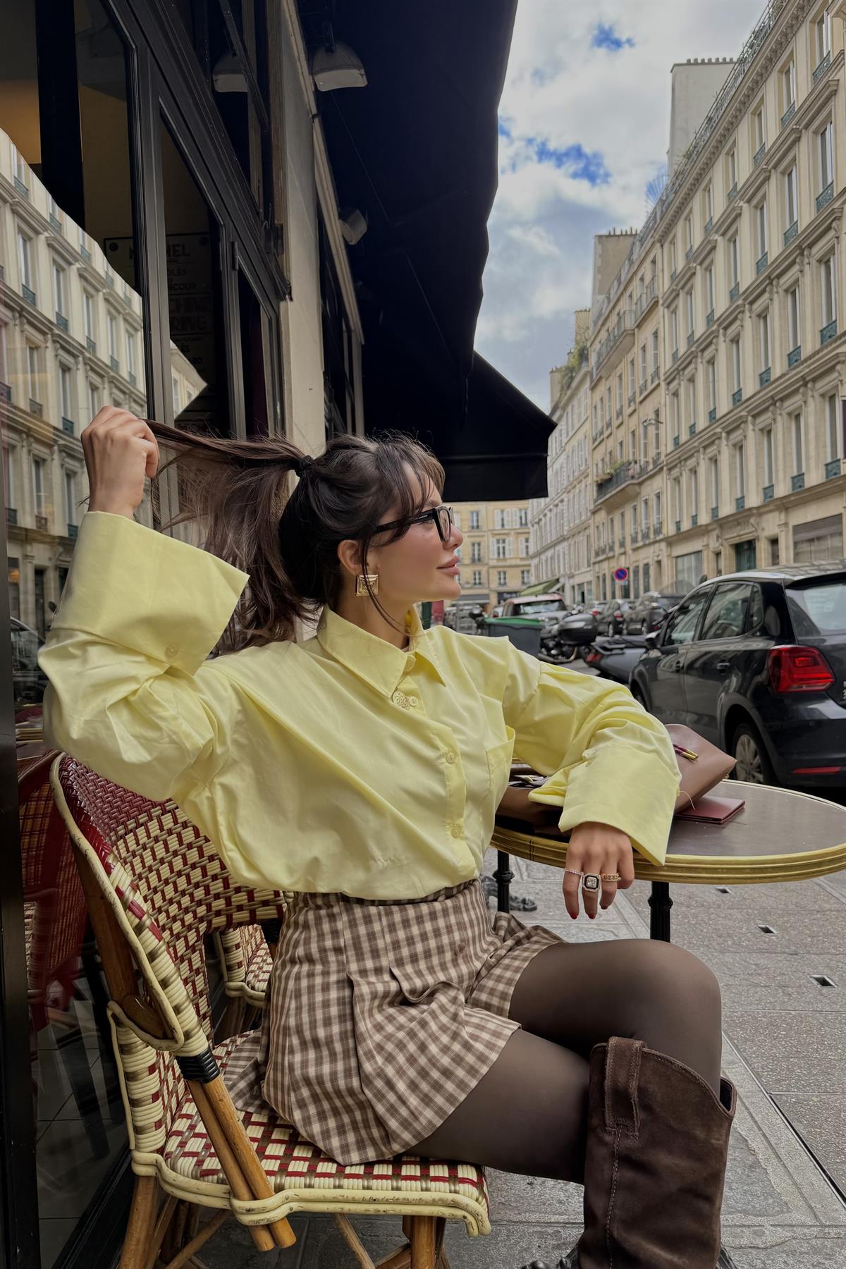 Tulip Sarı Kolları Manşet Detaylı Gömlek