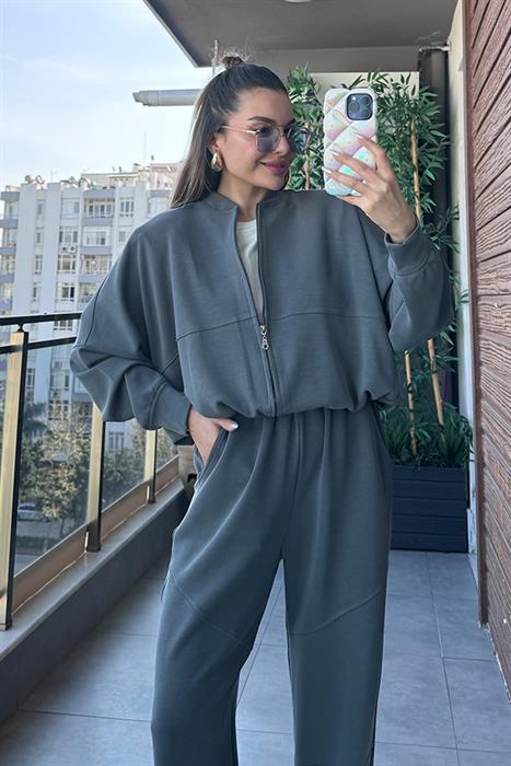 Tumi Bel Paça Lastikli Eşofman Takım - Füme