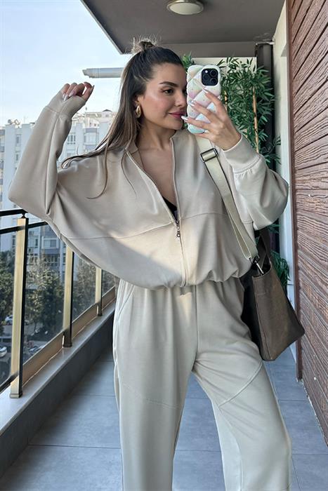 Tumi Bel Paça Lastikli Eşofman Takım - Krem