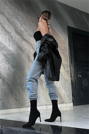 Twist paçası lastikli mom jean