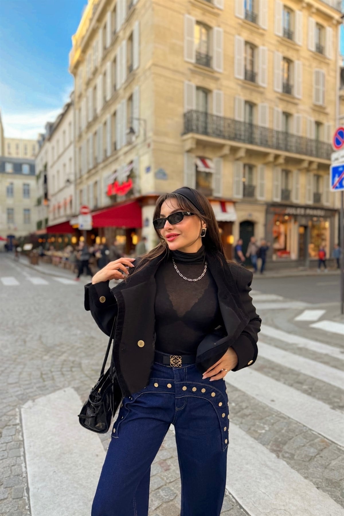 Ulyana Darkblue Zımbalı Tasarım Jean