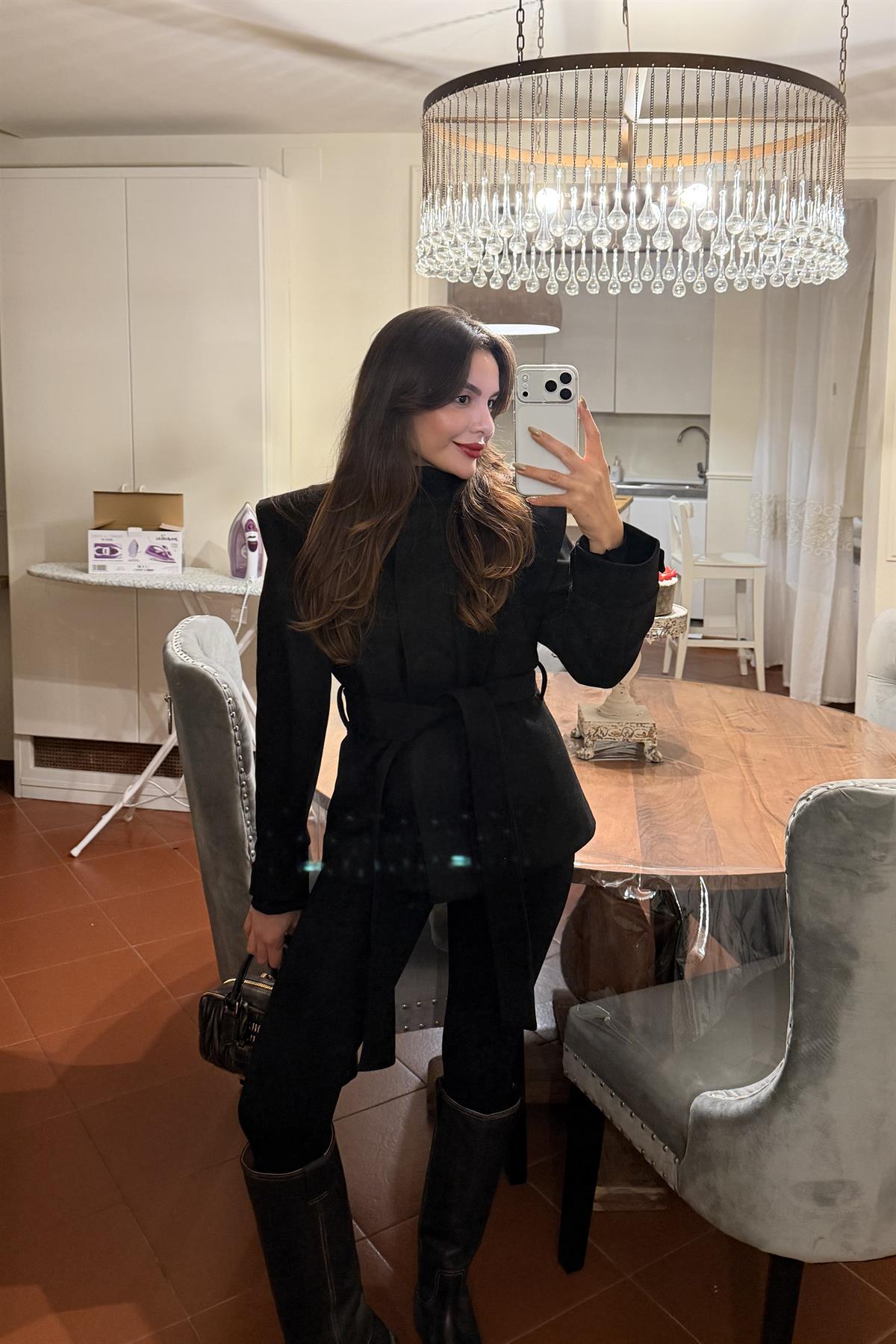 Umbria Siyah Kaşe Vatkalı Ceket