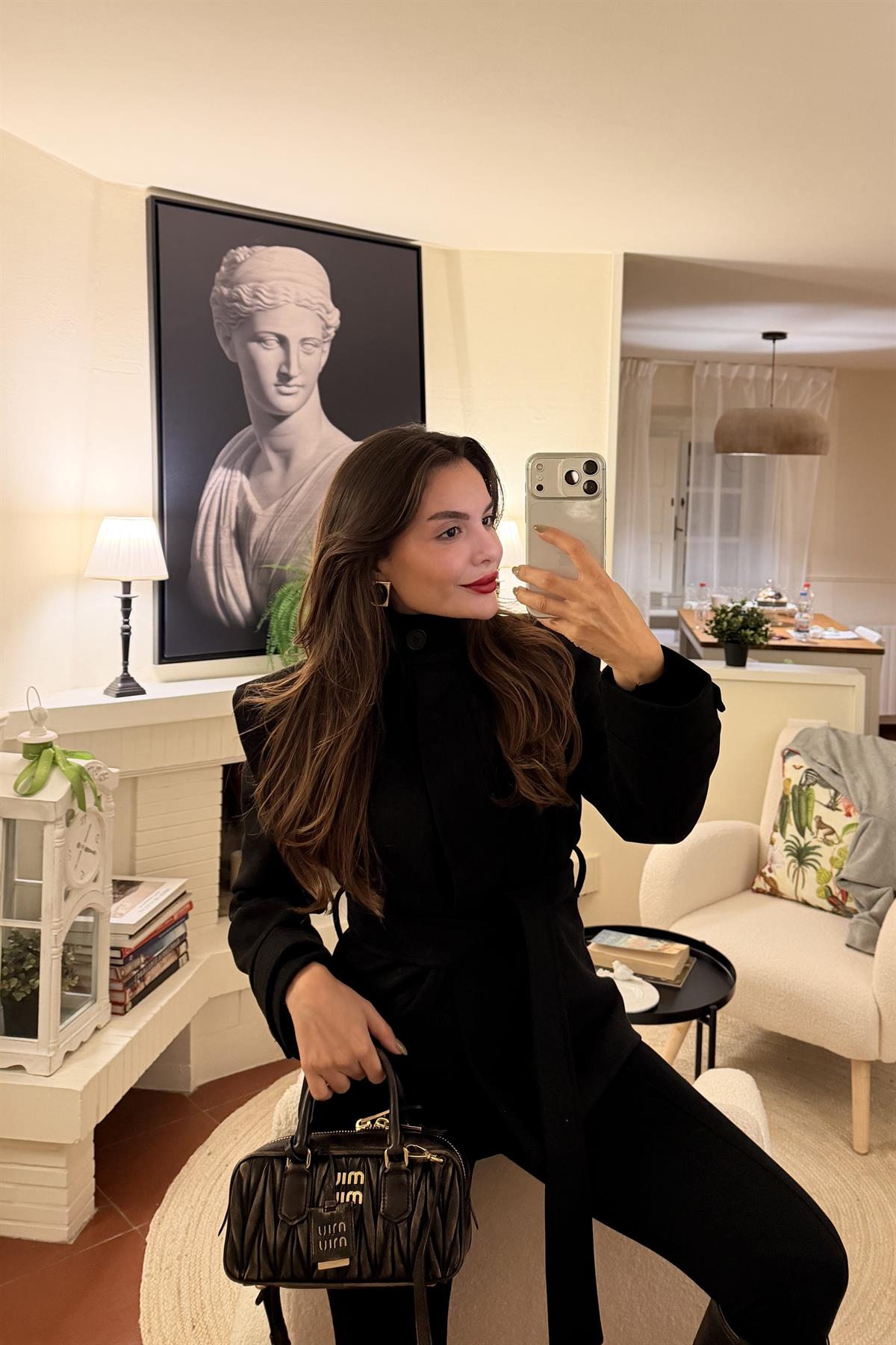 Umbria Siyah Kaşe Vatkalı Ceket