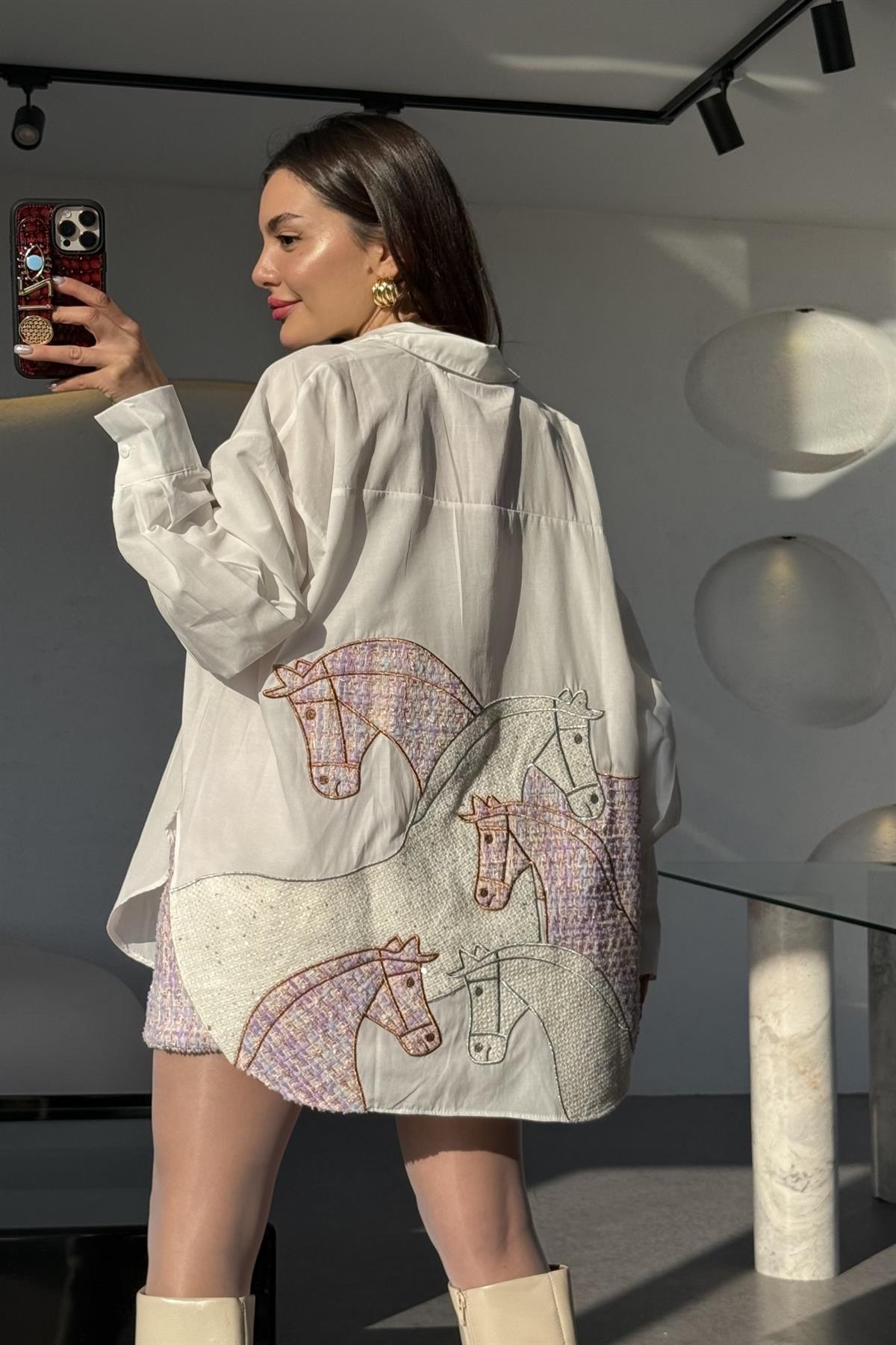 Unicorn Tüvit Detaylı Desenli Tasarım Gömlek