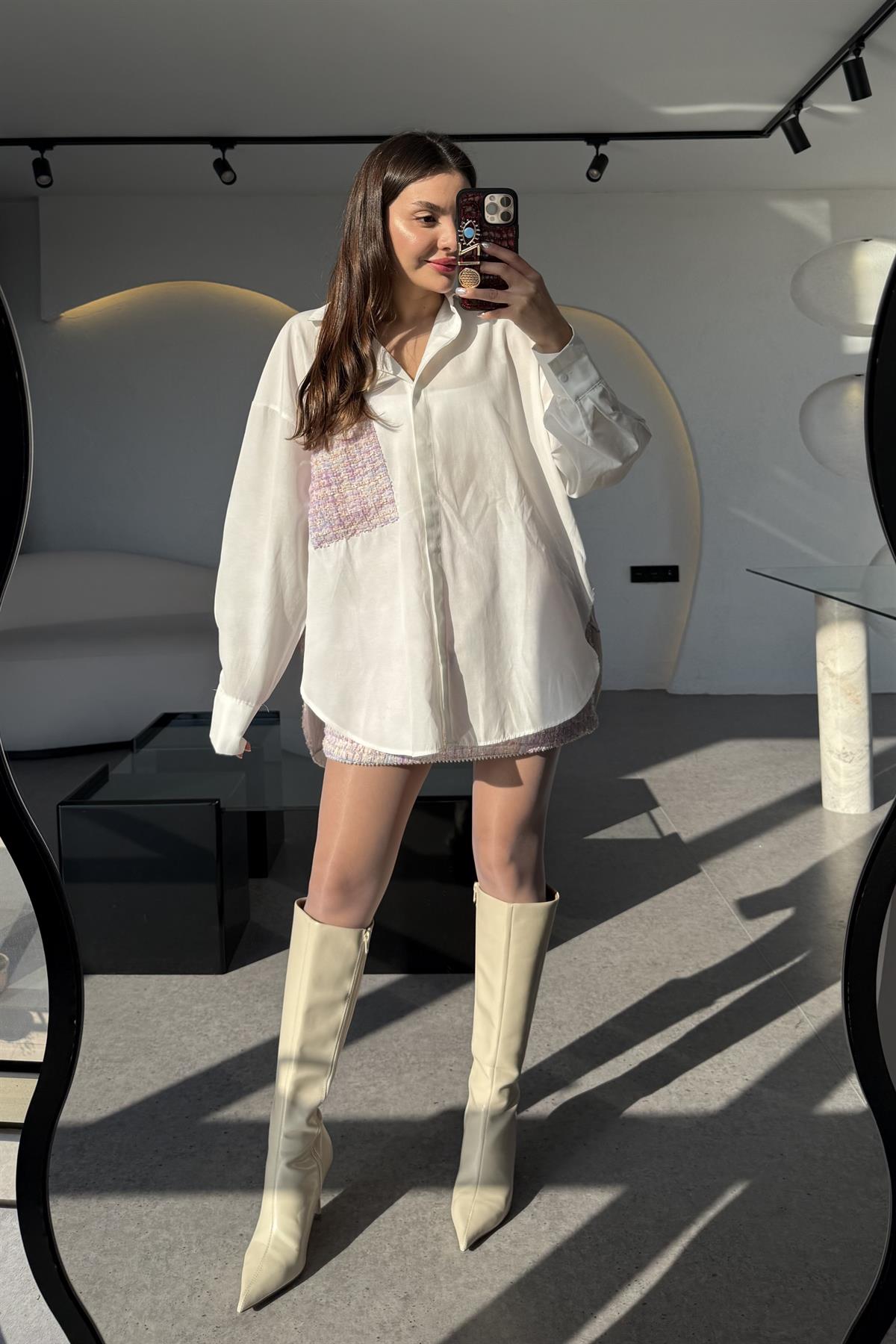 Unicorn Tüvit Detaylı Desenli Tasarım Gömlek