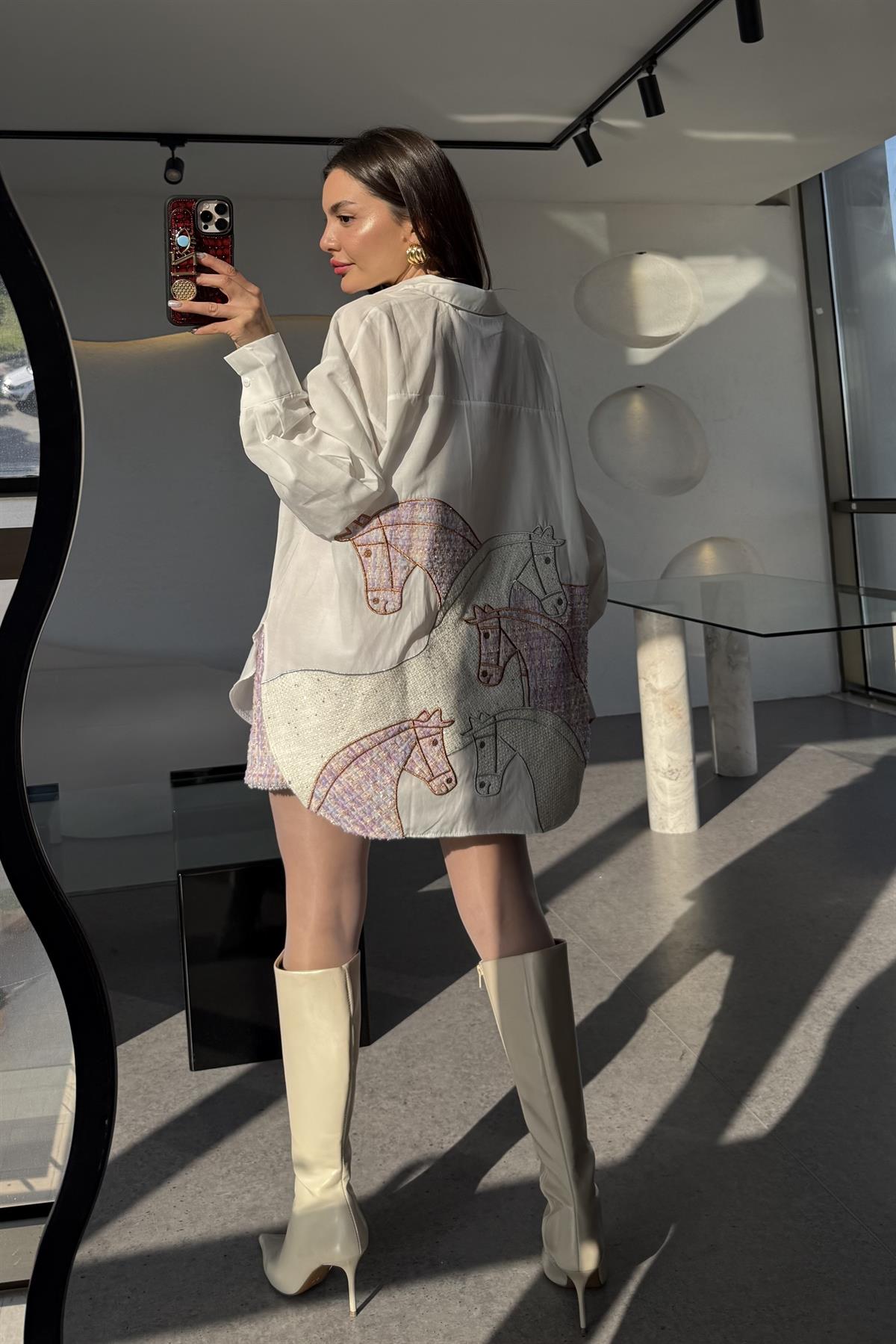 Unicorn Tüvit Detaylı Desenli Tasarım Gömlek