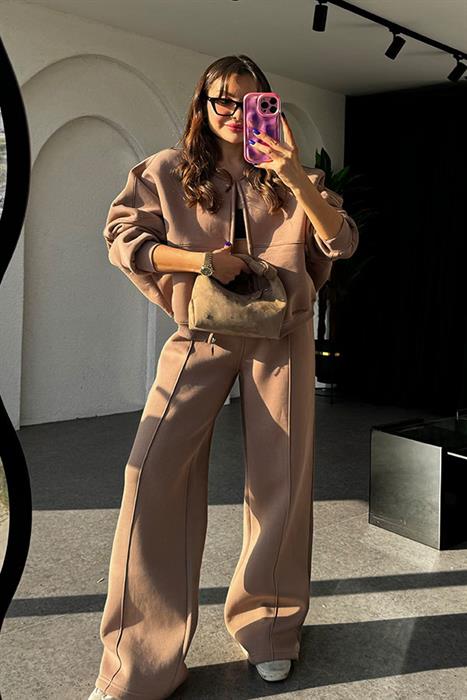 Valencia 3 İplik Şardonlu Eşofman Takım - Kahve