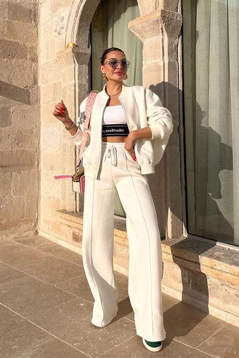 Valencia 3 İplik Şardonlu Eşofman Takım - Beyaz