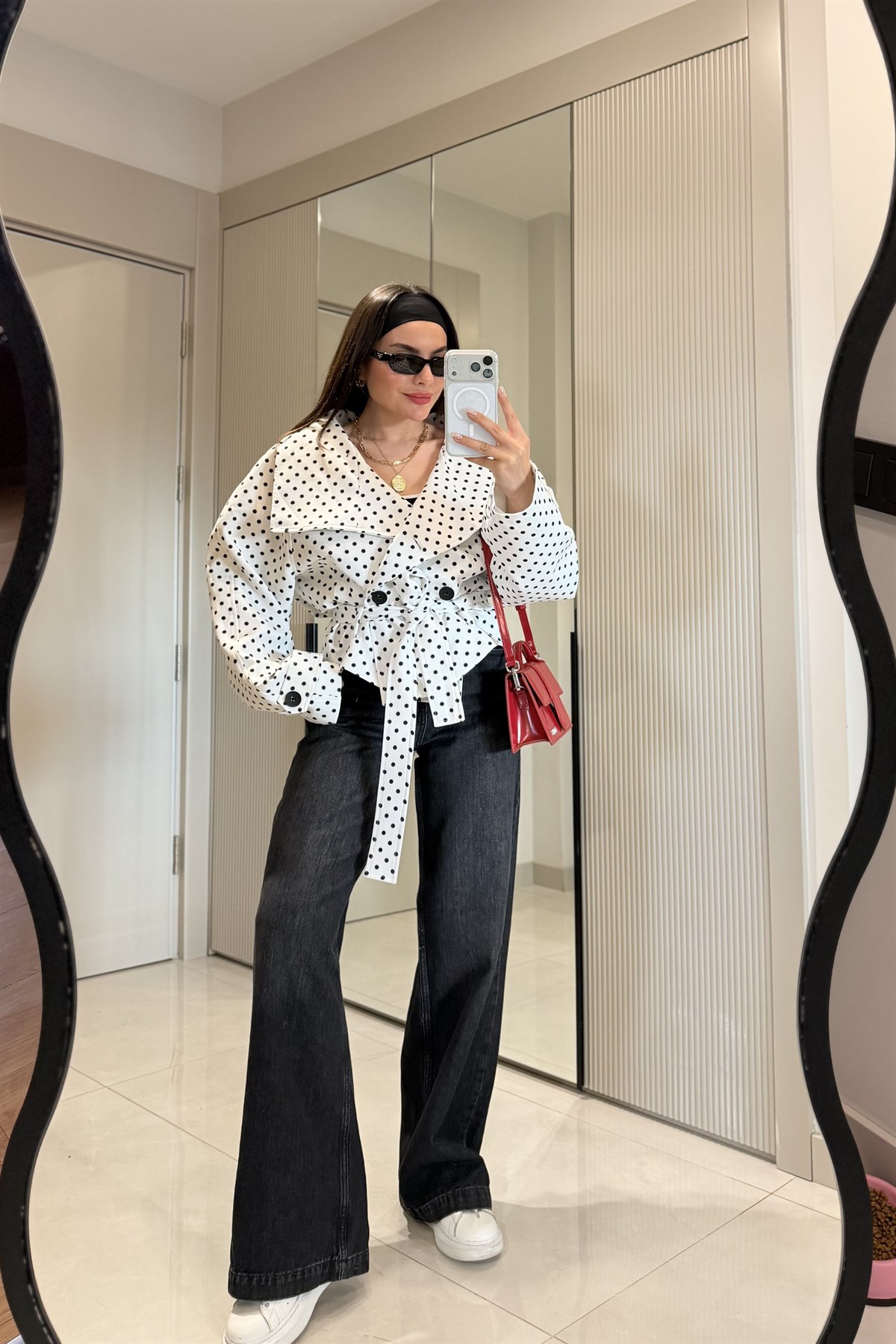 Valse Siyah Çift Düğmeli Wide Leg Jean 