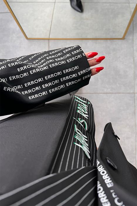 Vanesa Çizgili Yazı Baskılı Oversize Blazer Ceket