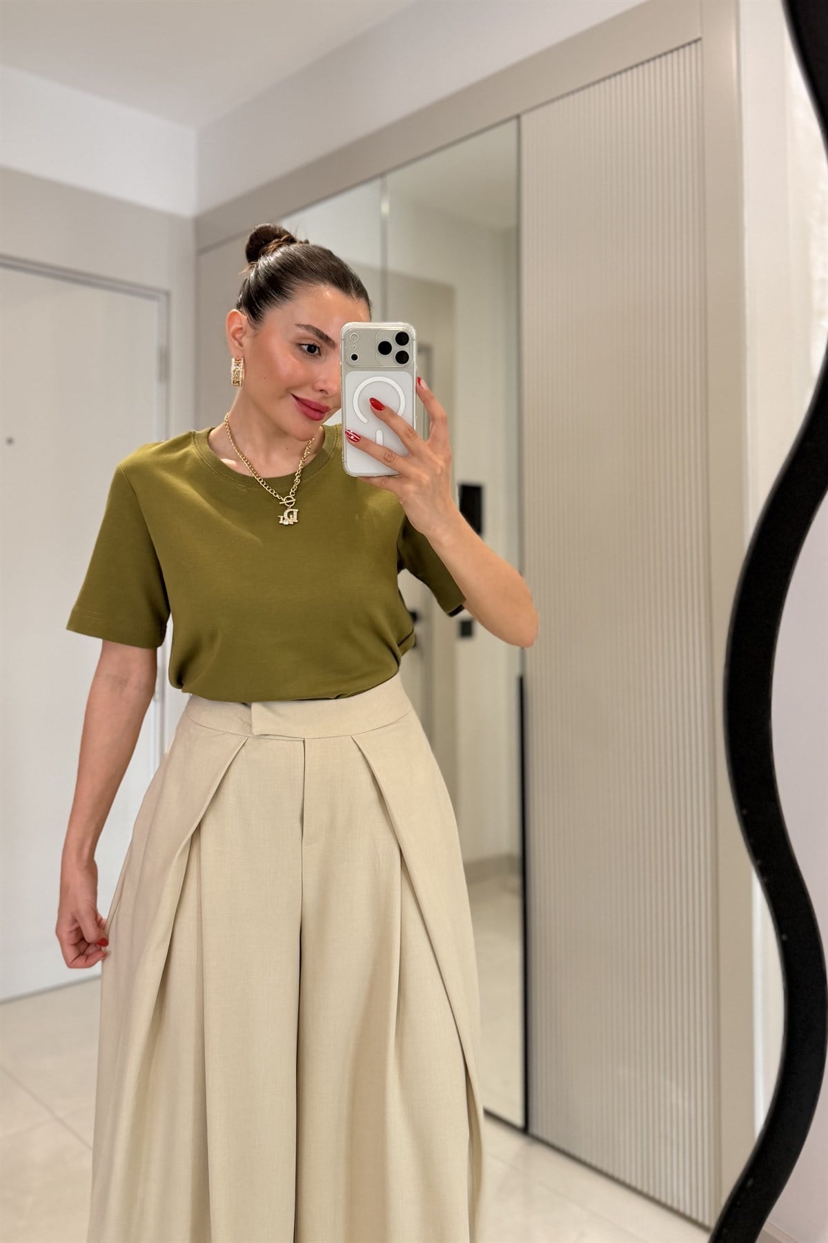 Vanetta Haki  Bisiklet Yaka Dilvin Tshirt