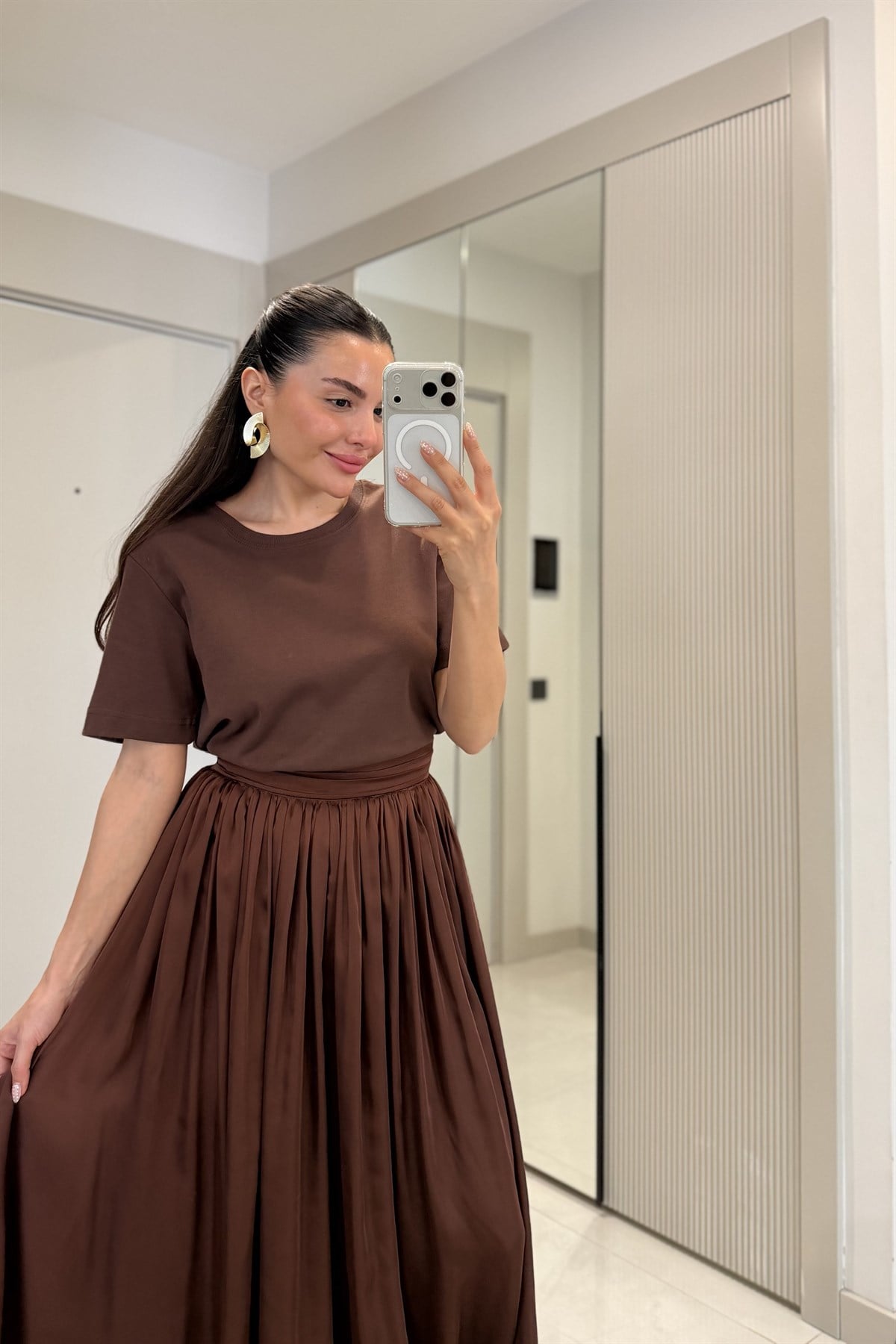 Vanetta Kahve Bisiklet Yaka Dilvin Tshirt