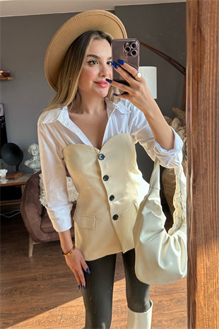 Vase straplez tasarım crop yelek