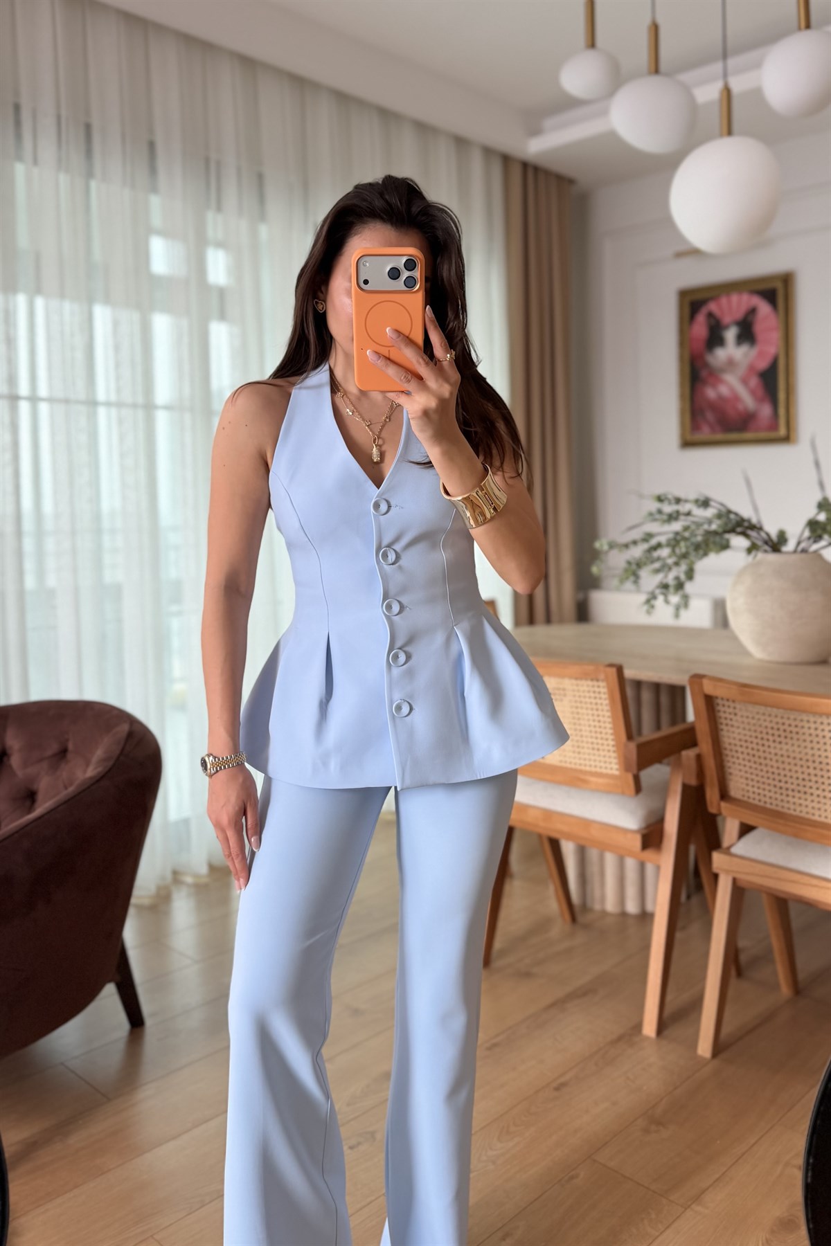 Velora Bebe Mavi Premium Yelekli Takım