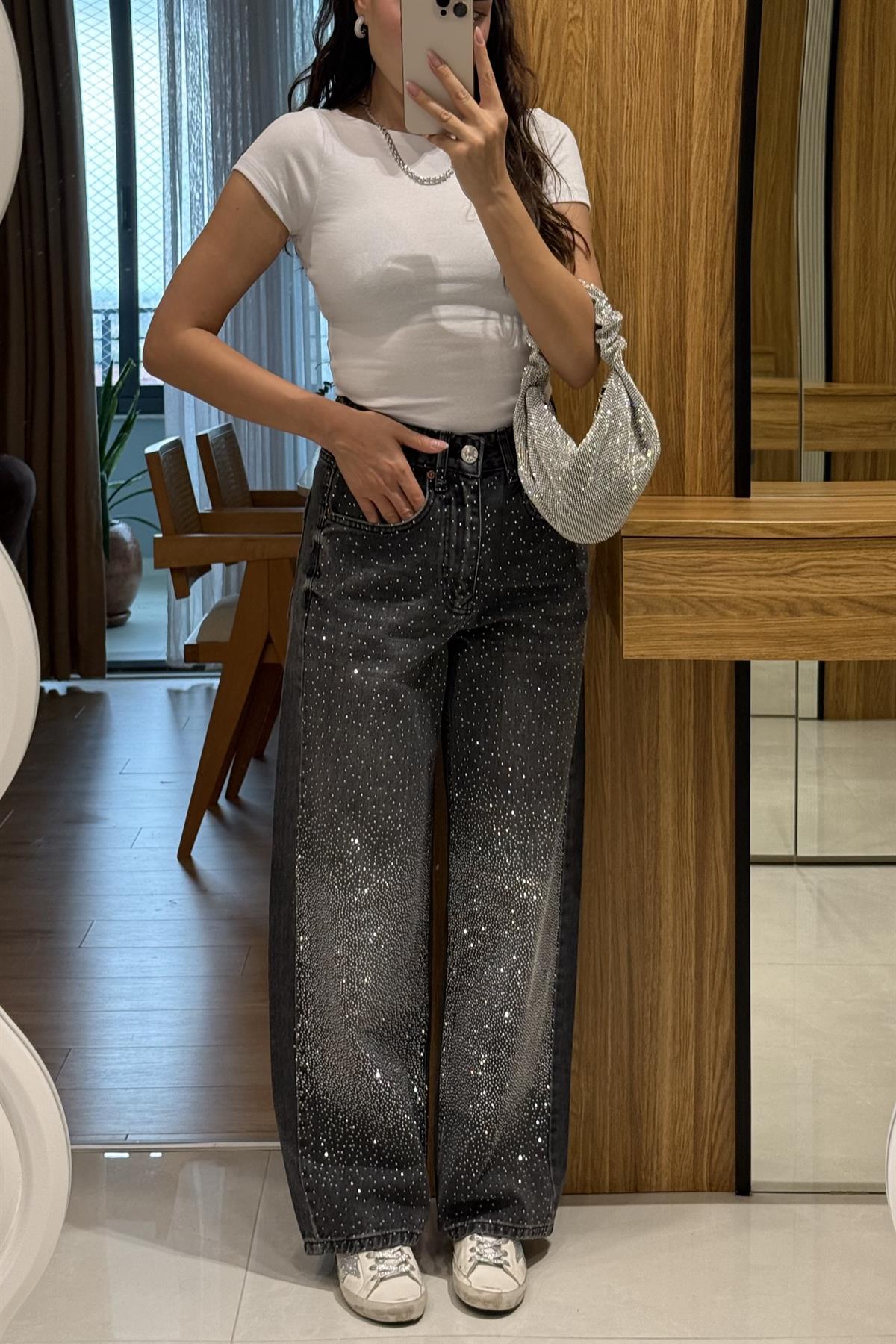 Veluna Taş Detaylı Tasarım Jean