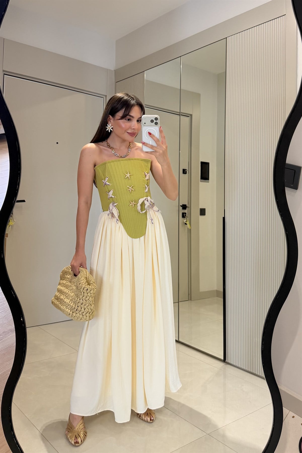 Venice Krem Astarlı Maxi Etek