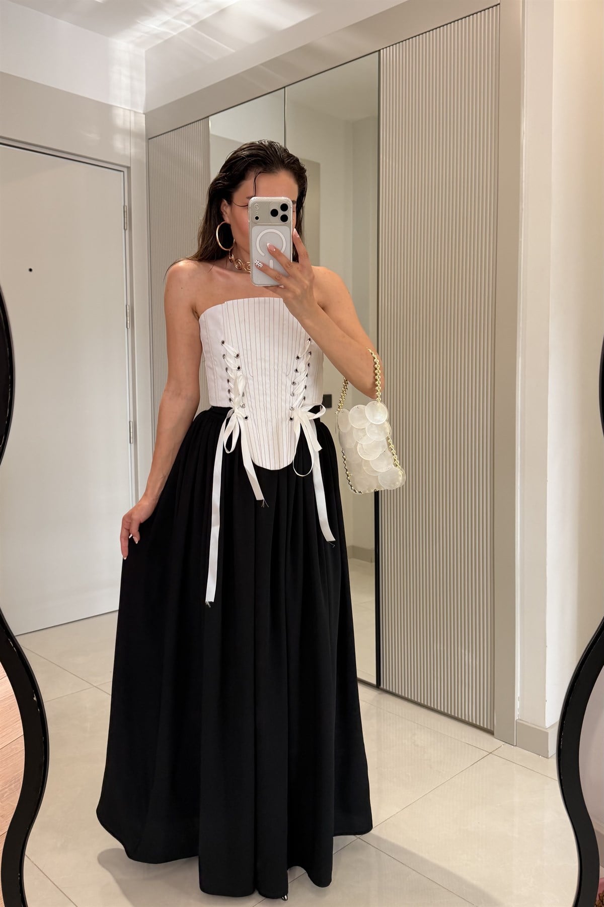 Venice Siyah Astarlı Maxi Etek