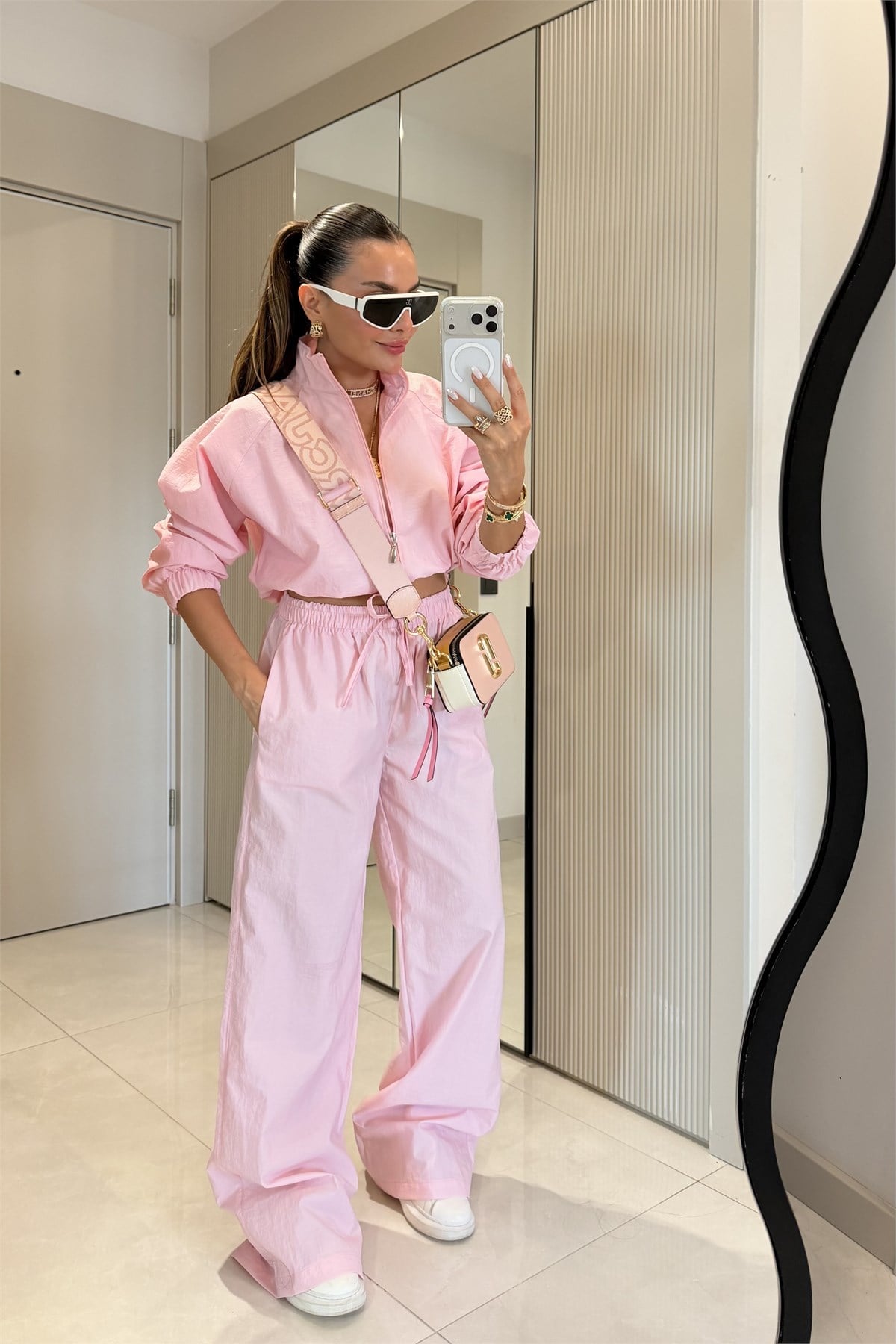 Vensa Pembe Fermuarlı Paraşüt Takım