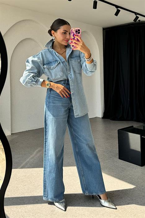 Venturi Geniş Paça Midblue Palazzo Jean