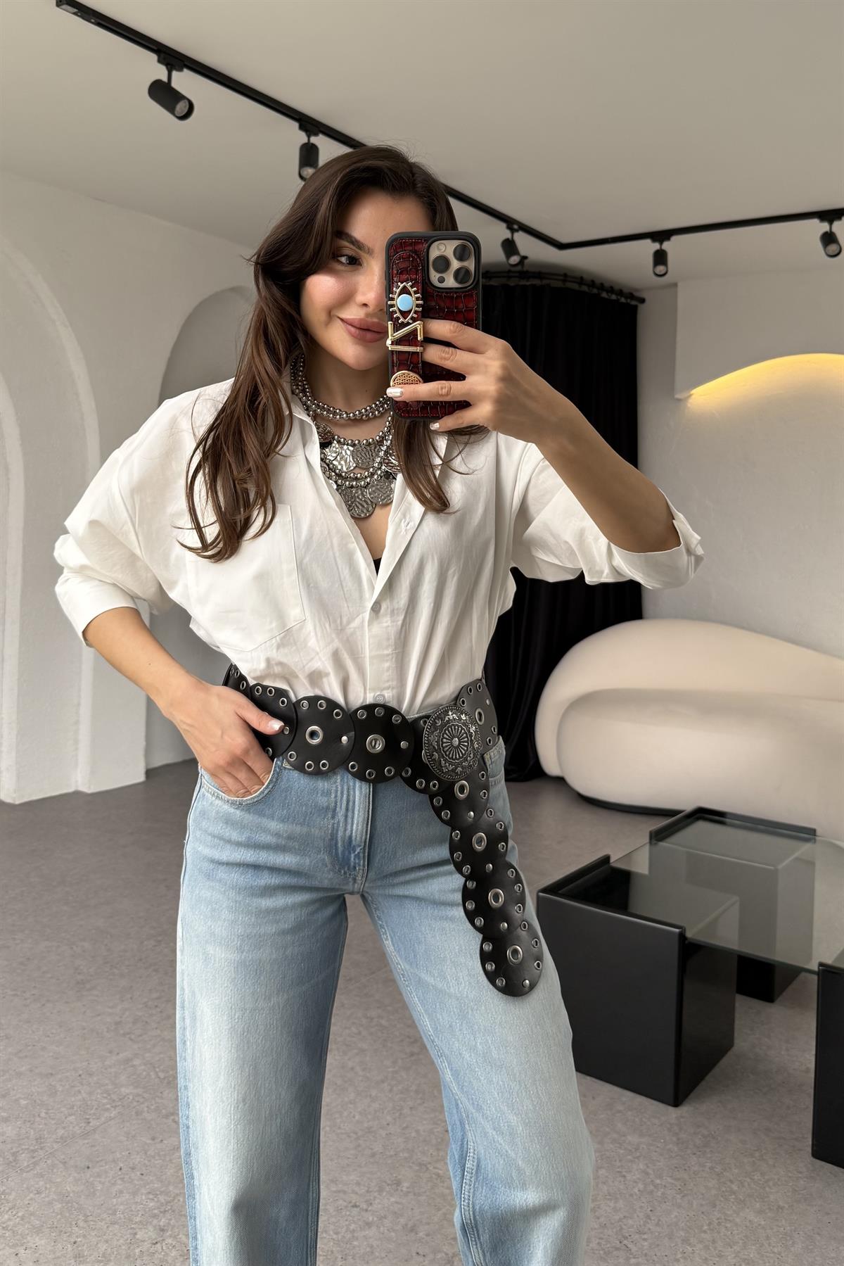 Ventus Beyaz Kolu Çift Düğmeli MD Poplin Gömlek 