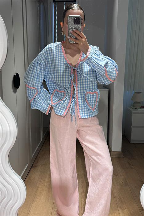 Venue Kalp İşlemeli Özel Üretim Gömlek-Mavi