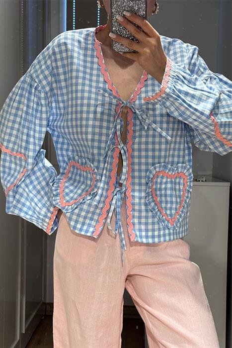 Venue Kalp İşlemeli Özel Üretim Gömlek-Mavi