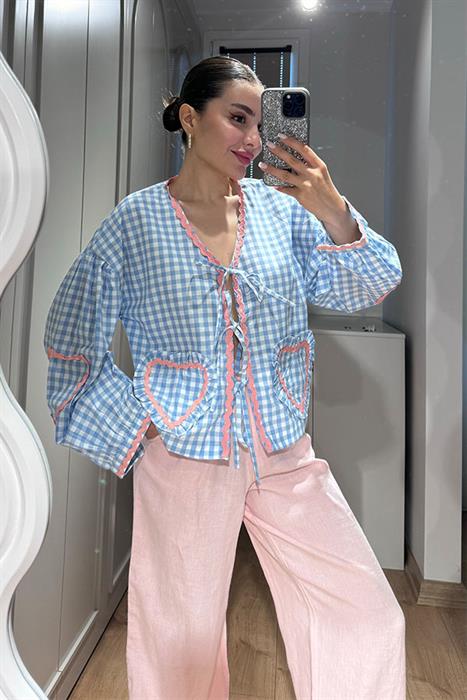 Venue Kalp İşlemeli Özel Üretim Gömlek-Mavi