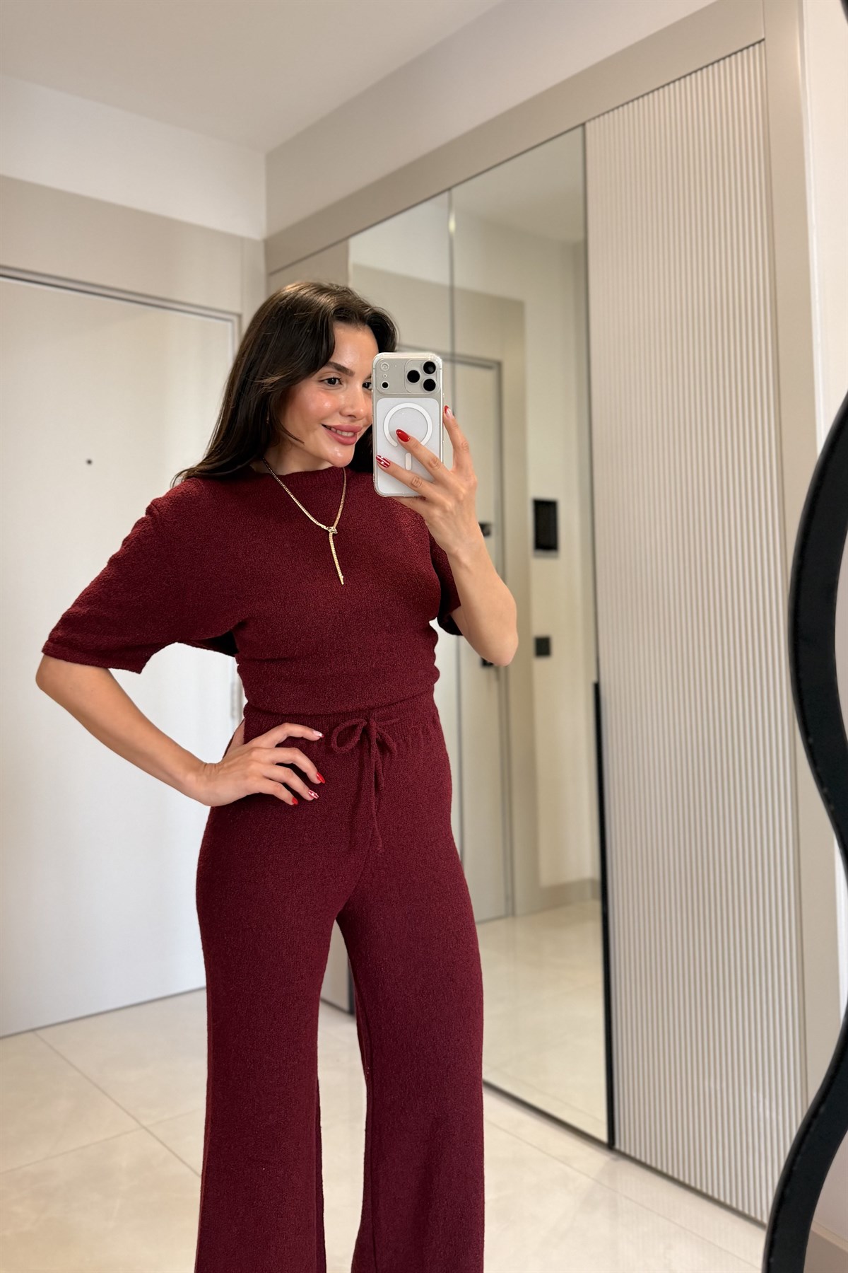 Versa Bordo Mevsimlik Triko Takım