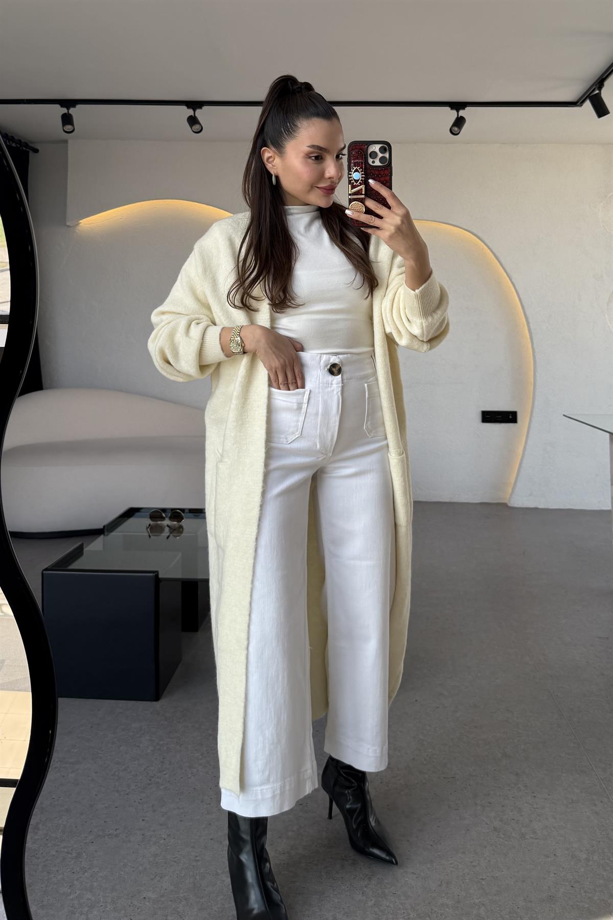 Vince Beyaz Likralı Jean 