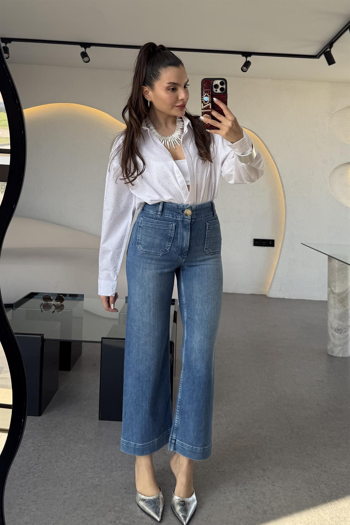 Vince Midblue Likralı Jean 