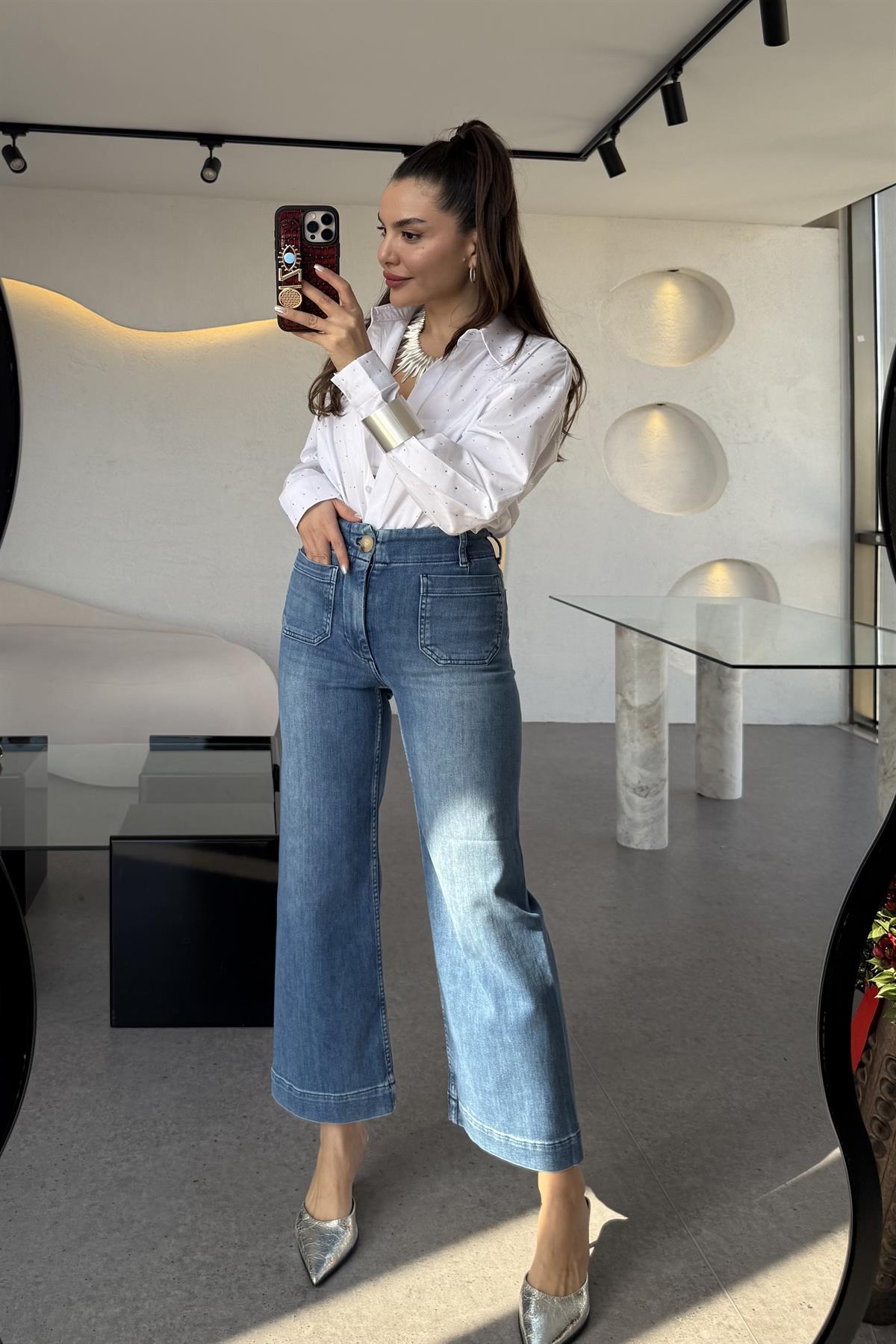 Vince Midblue Likralı Jean 