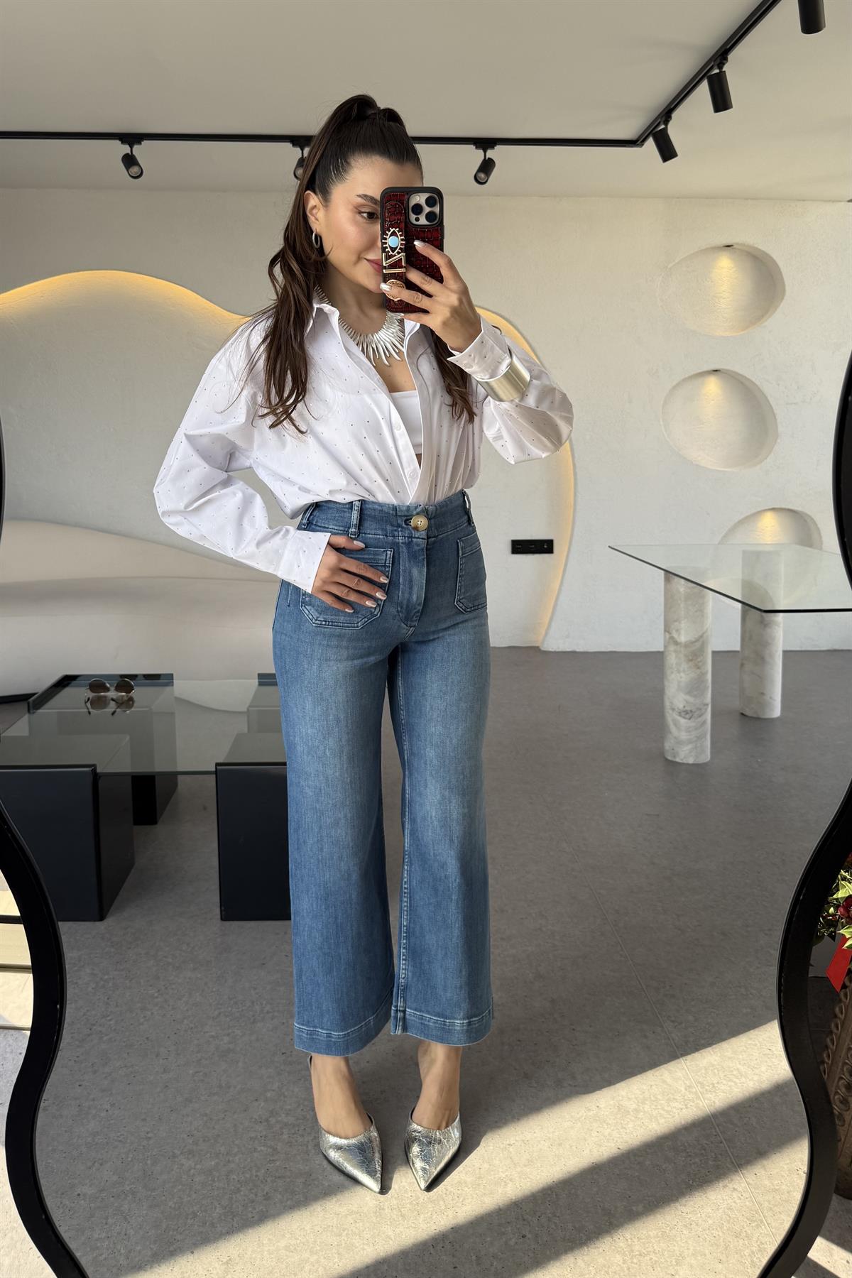 Vince Midblue Likralı Jean 