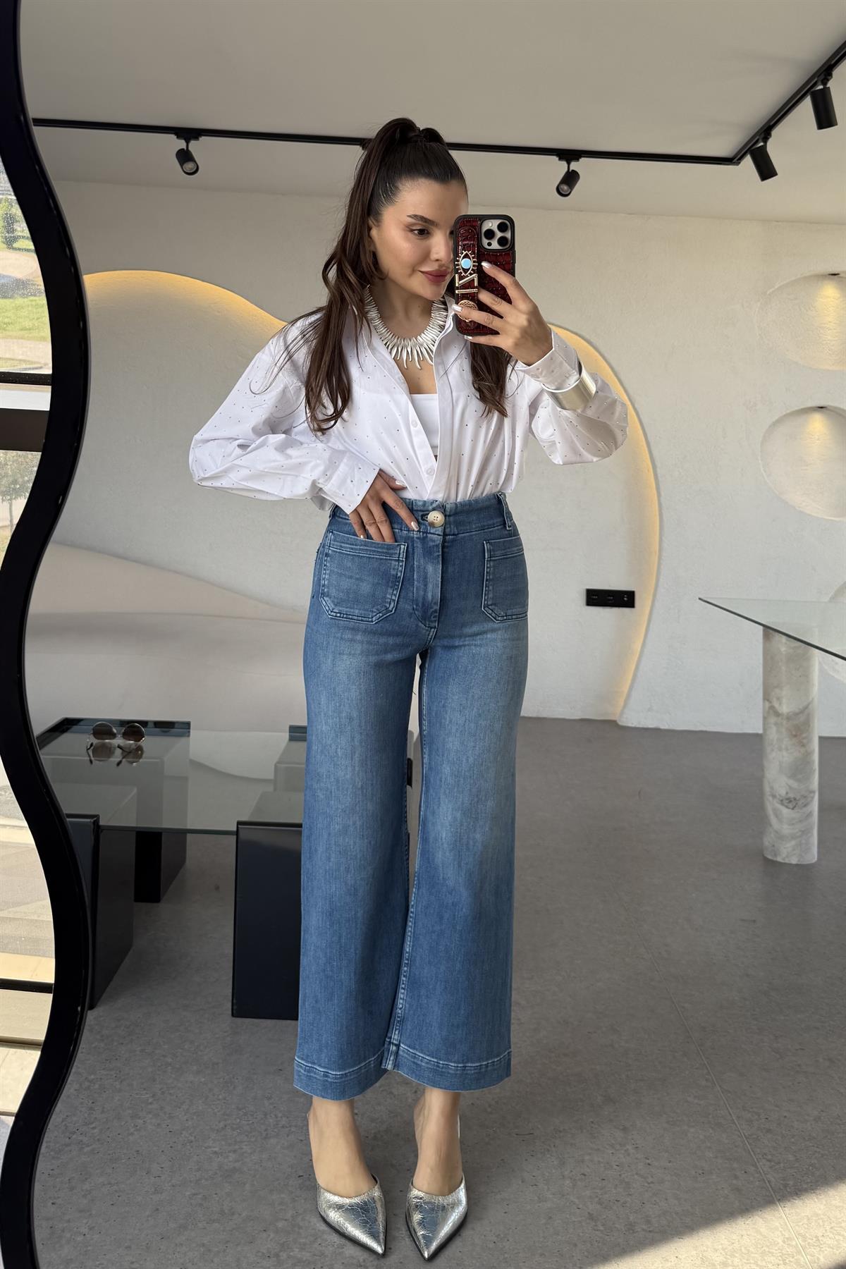 Vince Midblue Likralı Jean 