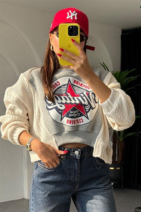 Vintage Örme Detaylı Sweat
