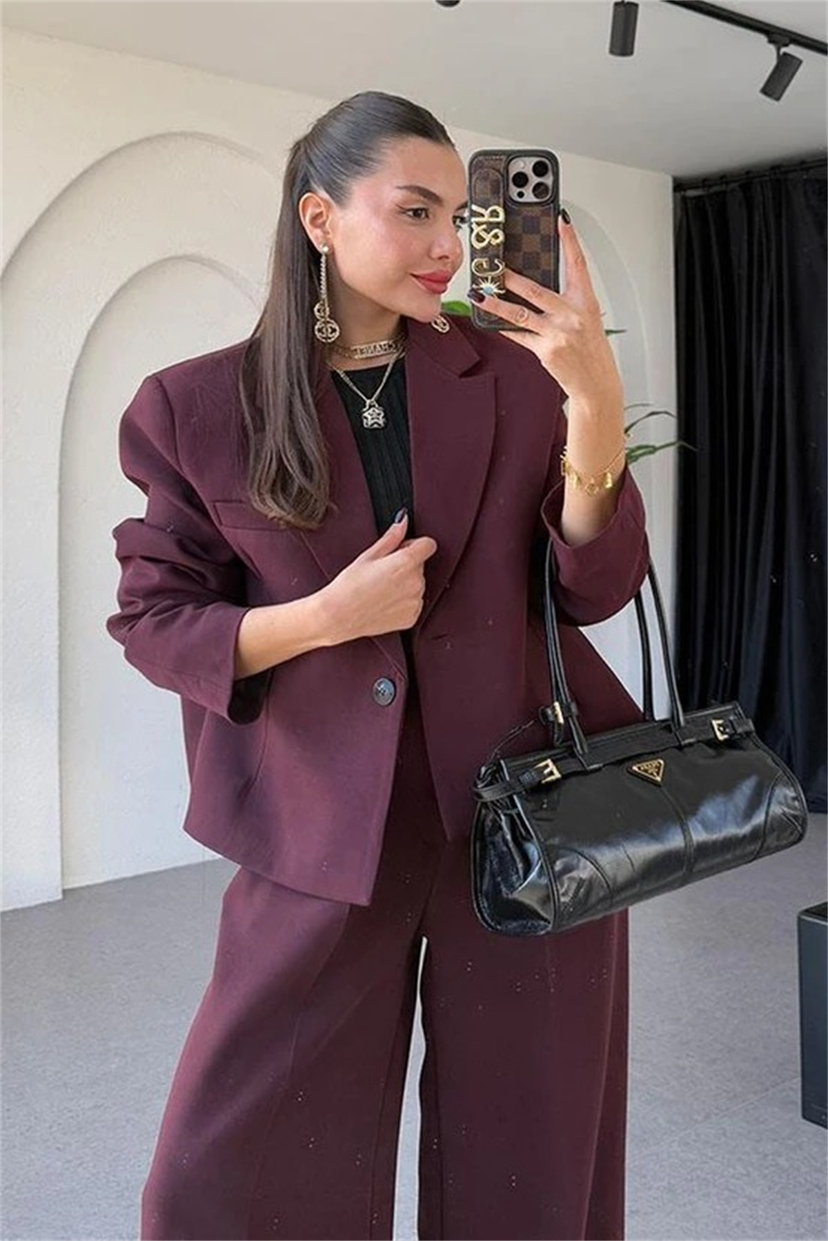 Vitabella Bordo Premium Blazer Takım