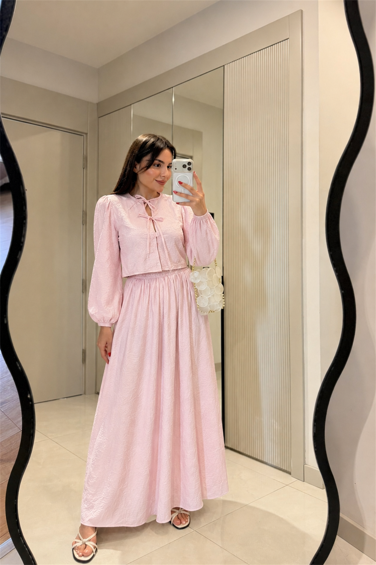 Vitale Pembe Dokulu Etekli Takım
