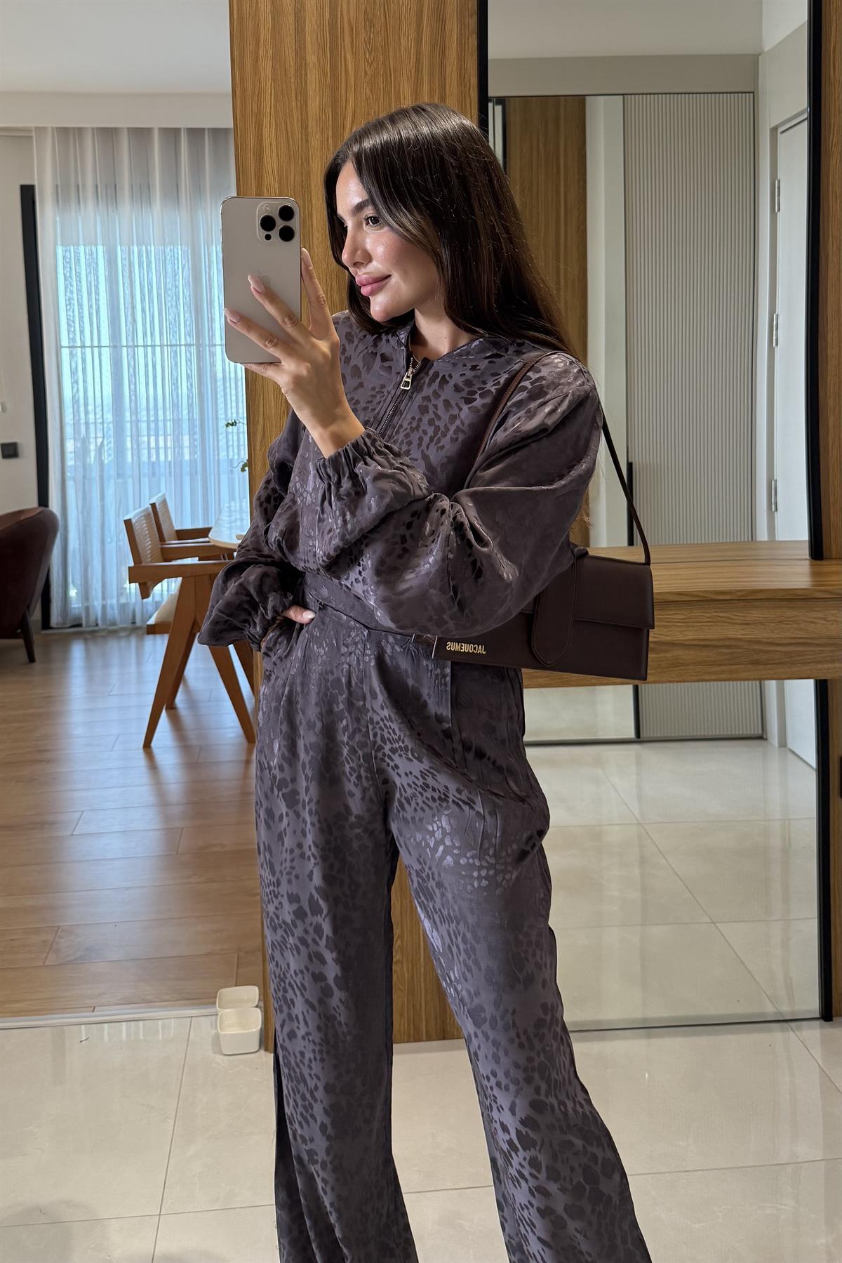 Vittoria Kahve Saten Ceket