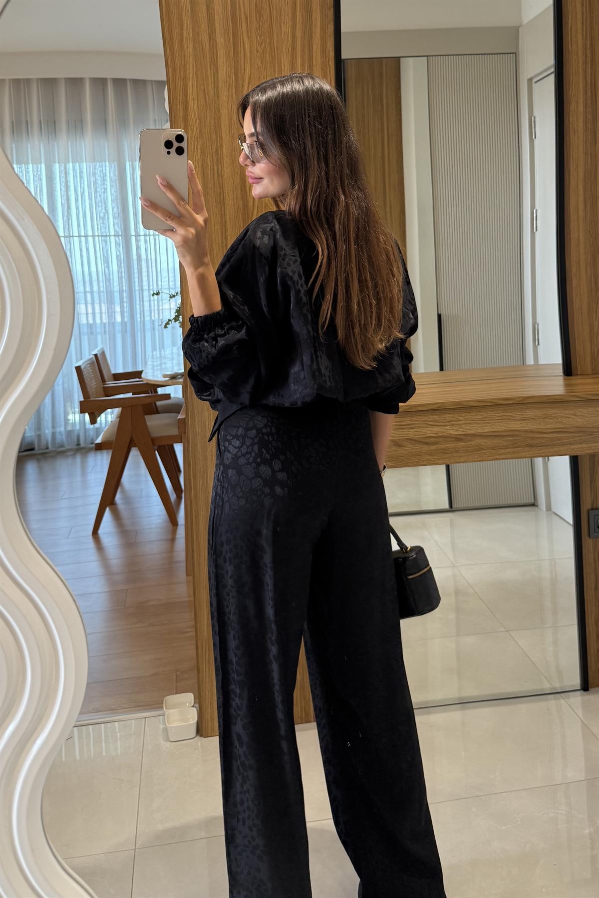 Vittoria Siyah Saten Ceket