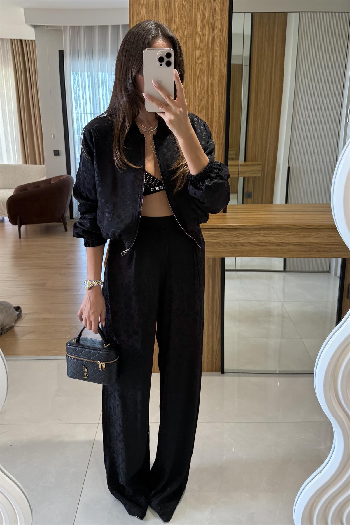 Vittoria Siyah Saten Ceket