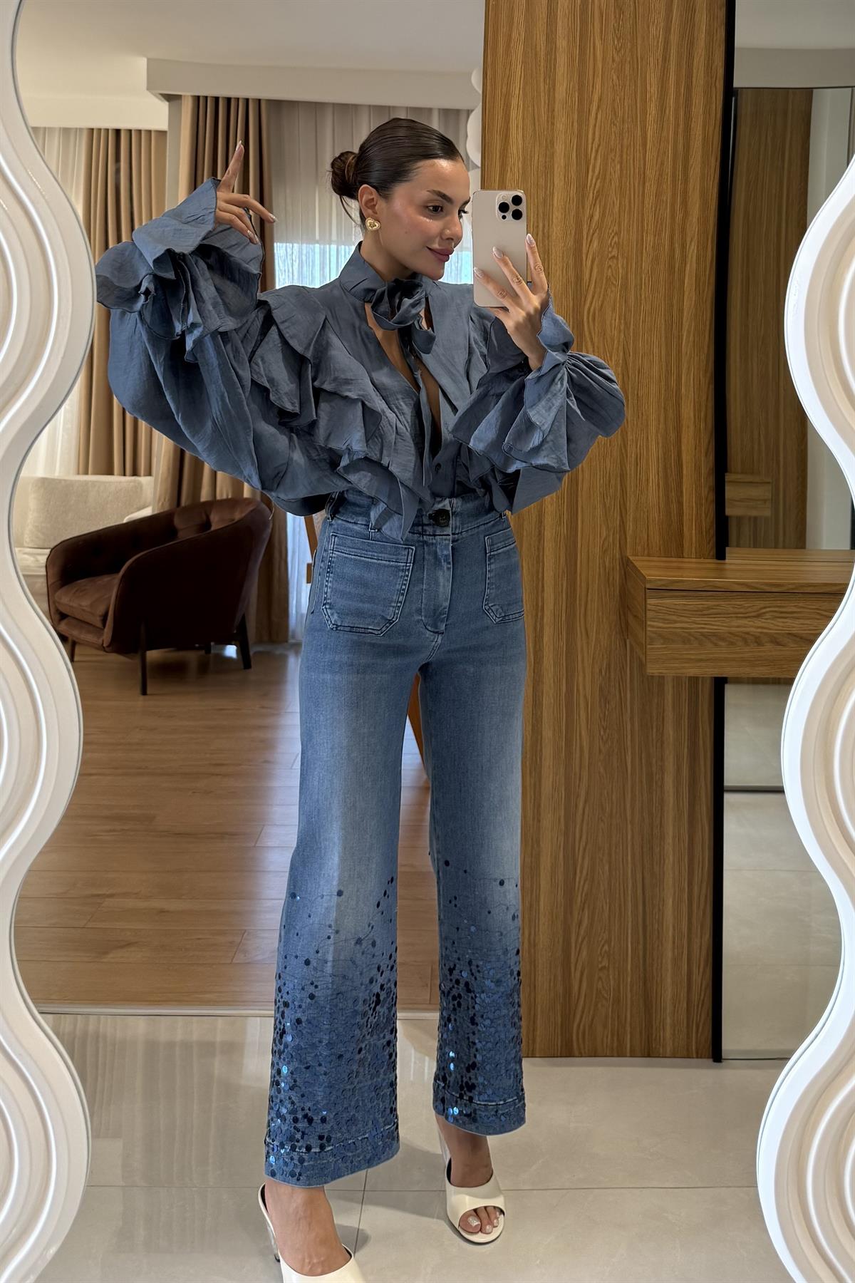 Vives Altı Pullu Cep Detaylı Jean 