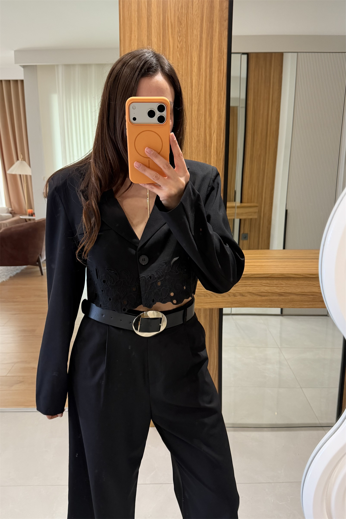 Vivica Siyah Nakışlı Blazer Ceket